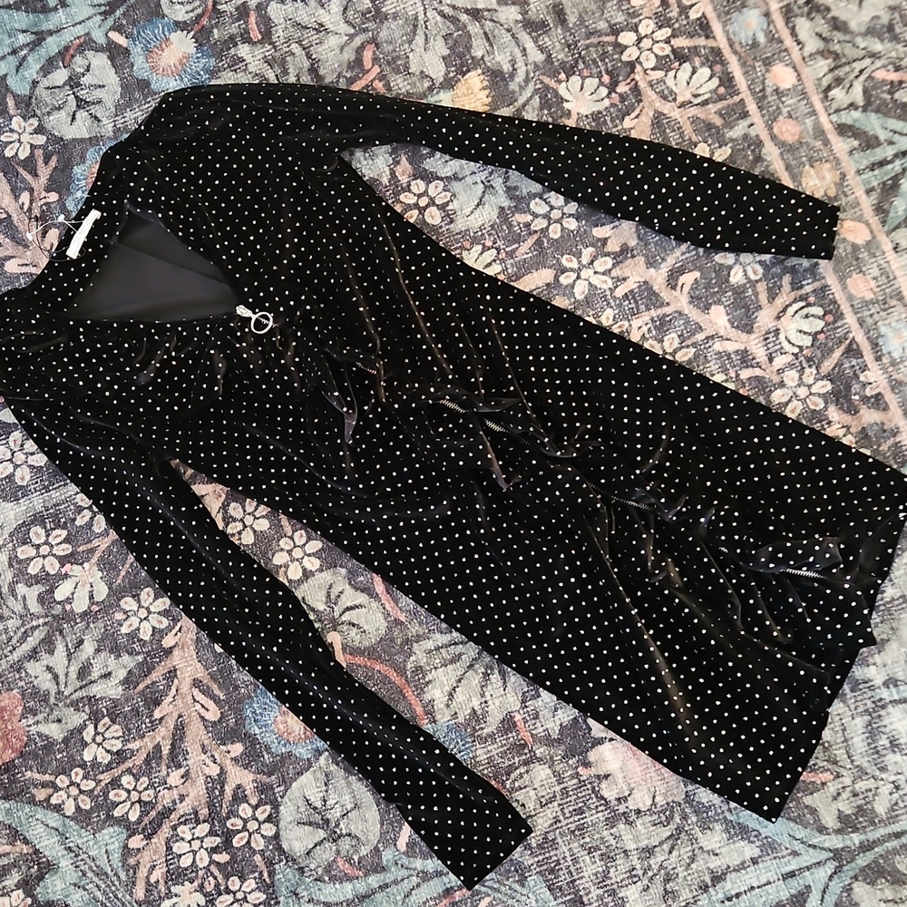 ZARA VELVET ZIP DRESS RUFFLE SPARKLE ✨
